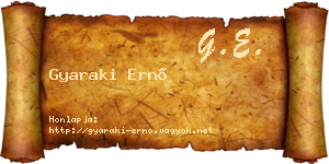 Gyaraki Ernő névjegykártya